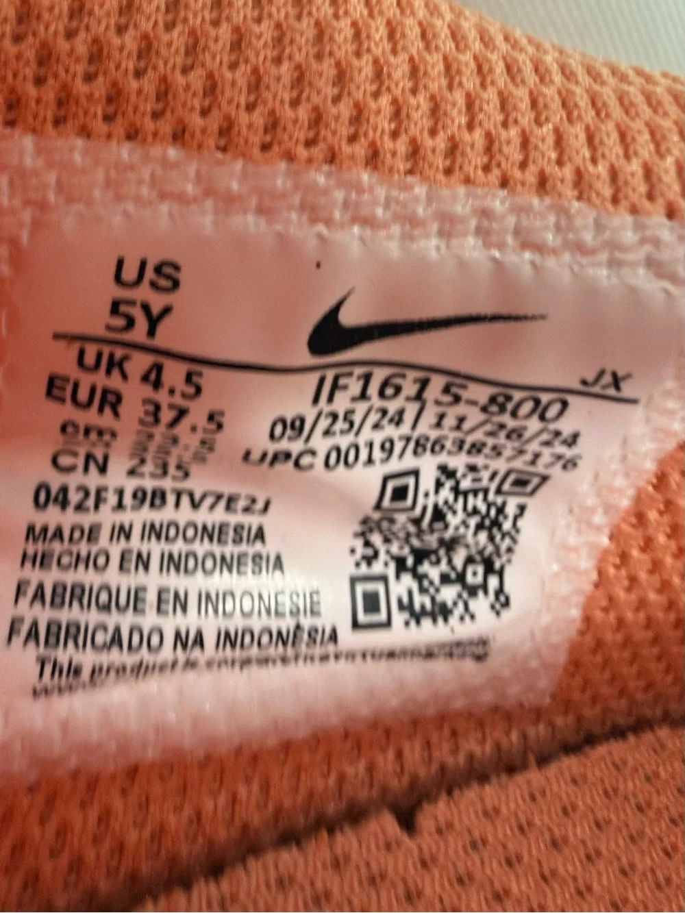 Nike Cortez TXT GS Apricot Agate White Sneakers 5Y Women’s 6.5 NIB